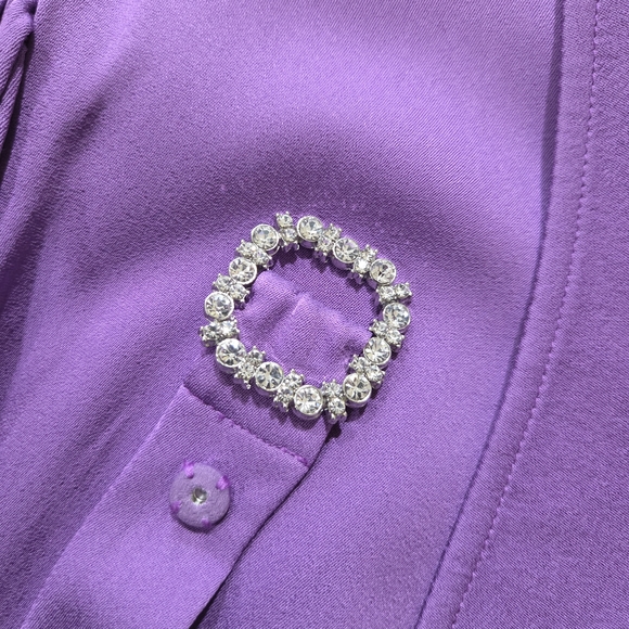 LK Bennett Purple Wide-Leg Jumpsuit with Belt - Size 14 - Picture 14 of 15